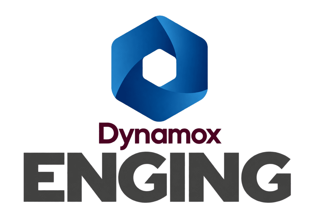 Dynamox ENGING Logo with Blue Hexagon