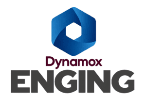 Dynamox ENGING Logo with Blue Hexagon